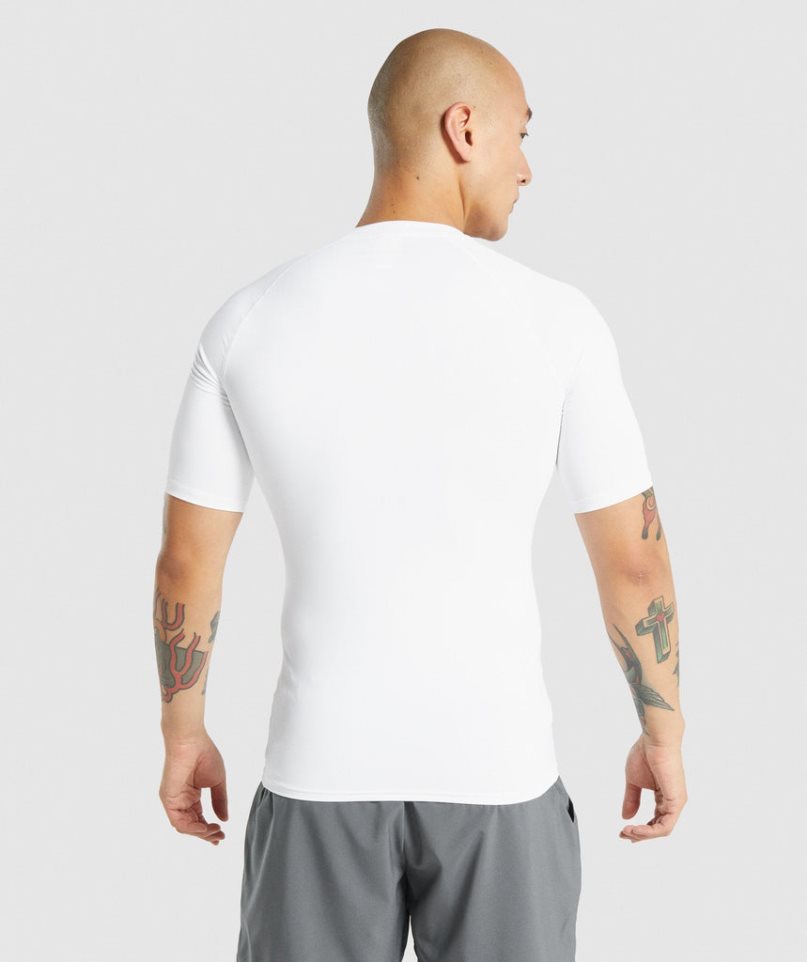 Men's Gymshark Element Baselayer T-Shirts White | CA 0AD873